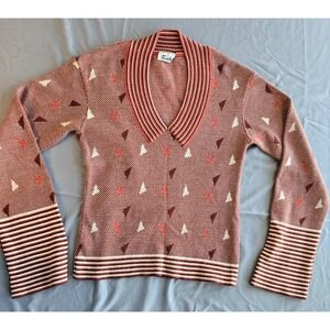 Vintage Timwear Sweater 60s 70s Preppy Bell Sleeve V Neck Wool Made in France